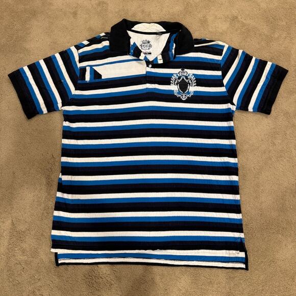 Akademiks Polo Shirt Mens 4XL Knowledge Is Key Stripes Embroidered 2 Sided - Picture 1 of 10